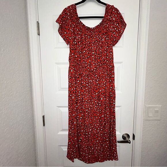 A New Day Animal Print Smocked Short Sleeve Midi Dress - Picture 11 of 11